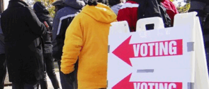 People in line to vote.