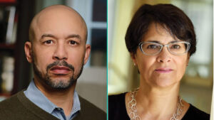 A collage of people.